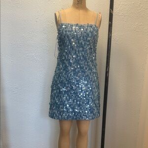 Milly Light Blue Sequin Mini Dress